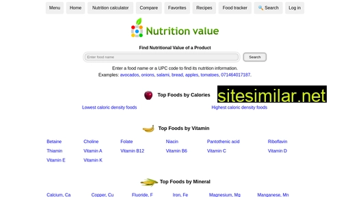nutritionvalue.org alternative sites