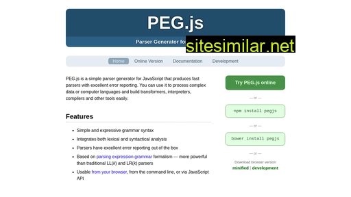 Pegjs similar sites