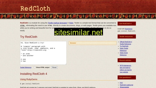 redcloth.org alternative sites