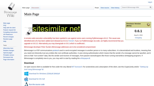 wiki.bitmessage.org alternative sites