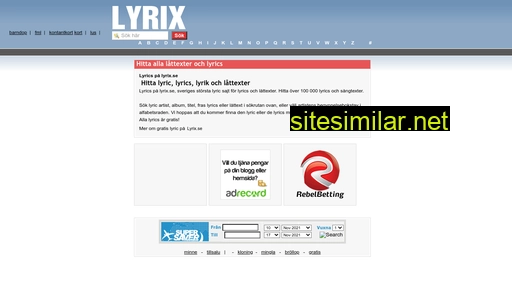 Lyrix similar sites