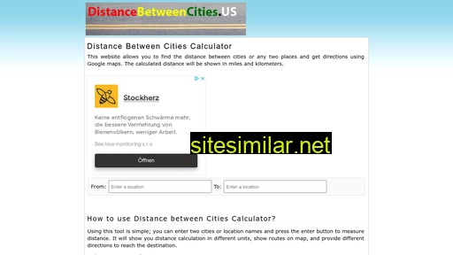 distancebetweencities.us alternative sites