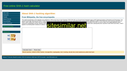 Sha1-hash-online similar sites
