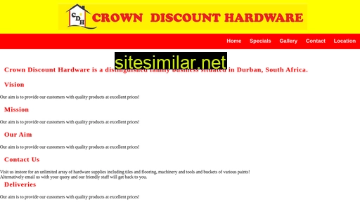crowndiscounthardware.co.za alternative sites