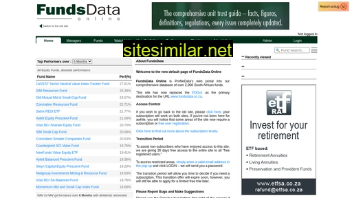 fundsdata.co.za alternative sites