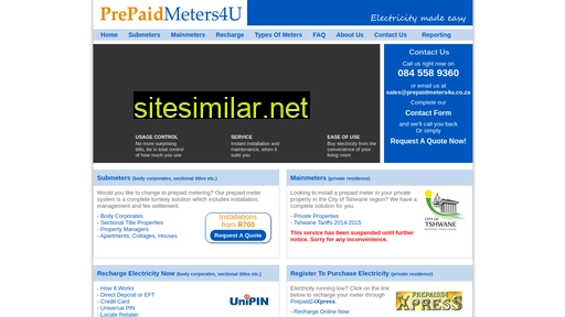 prepaidmeters4u.co.za alternative sites